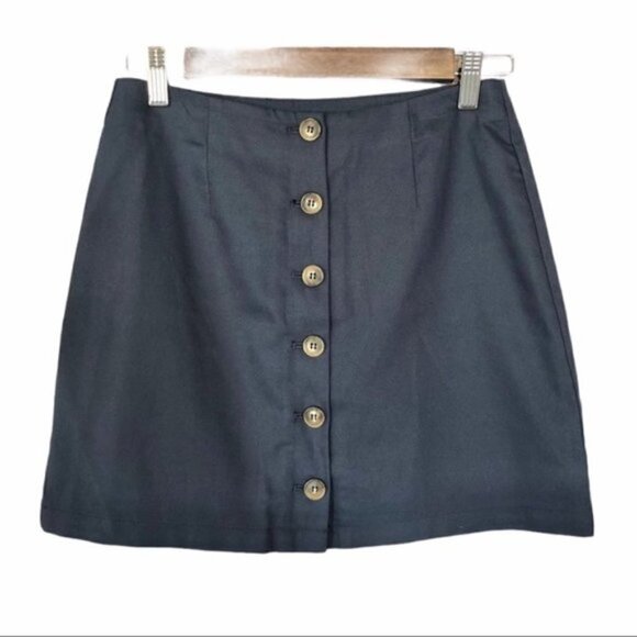 Forever 21 Navy Blue A-Line Button Down Mini Skirt S - Picture 1 of 3